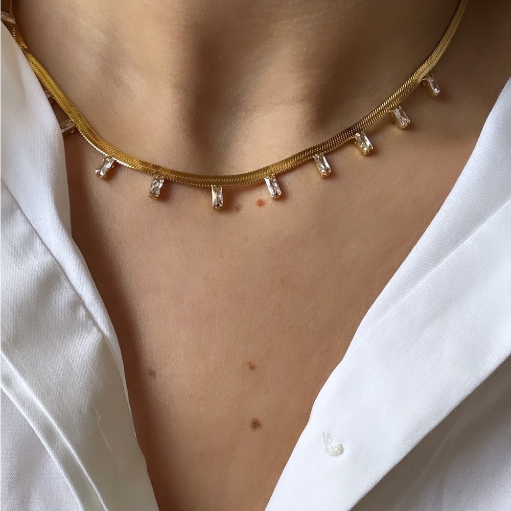 Elegant Gold Necklace with Silver Accents